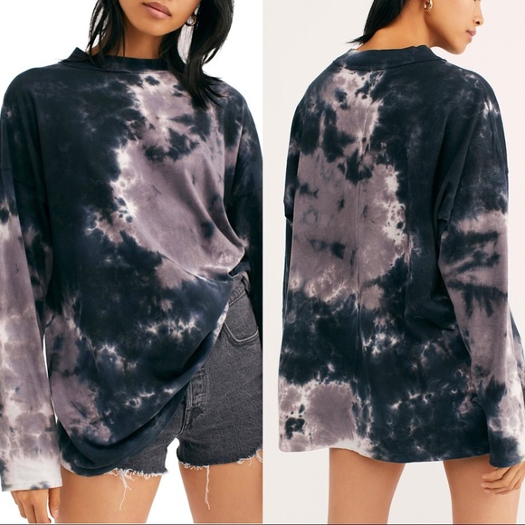 We The Free Oversized Tie Dye Crew Neck long Sleeve Top Size XS - Picture 1 of 8